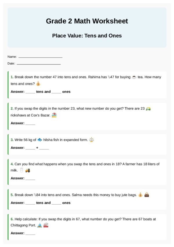 G2-Place Value (tens and ones)-Expanded Numbers-Digit Swap