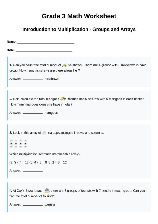 G3-Introduction to Multiplication (groups and arrays)-Group Counting Challenge-Array Picture Match